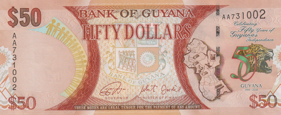 P41 Guyana 50 Dollars Year 2016